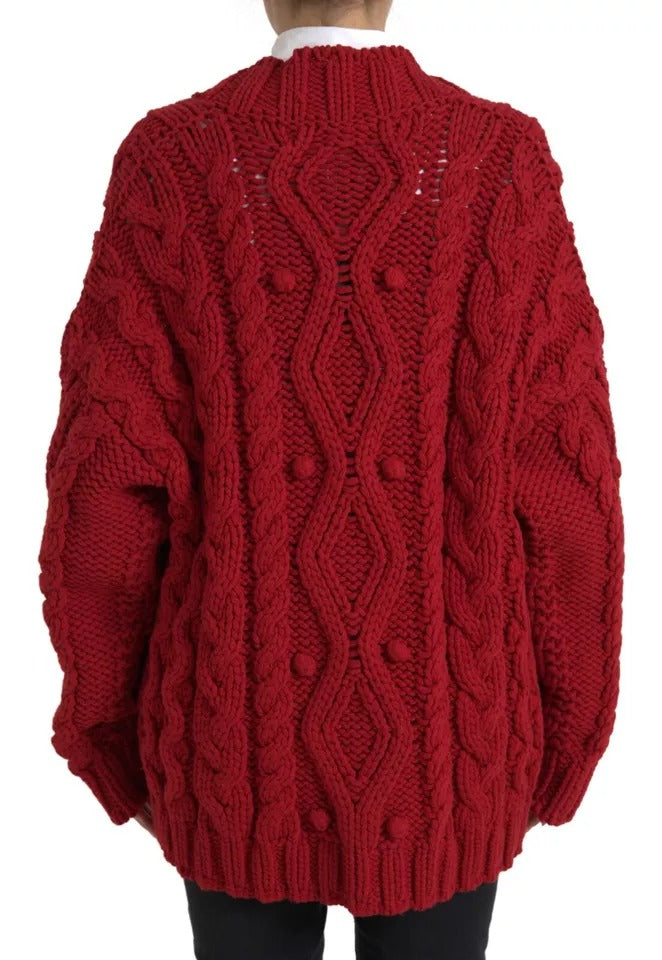 Dolce & Gabbana Red Wool Knit Button Down Cardigan Sweater | Regal Royce