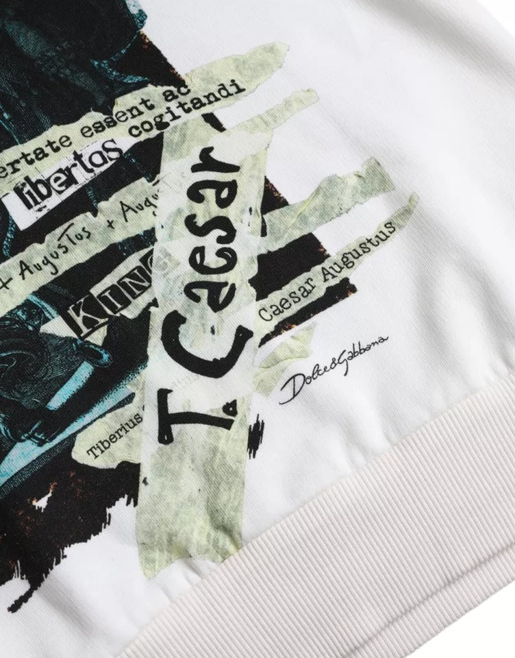 Dolce & Gabbana White Caesar Cotton Hooded Pullover Sweater | Regal Royce