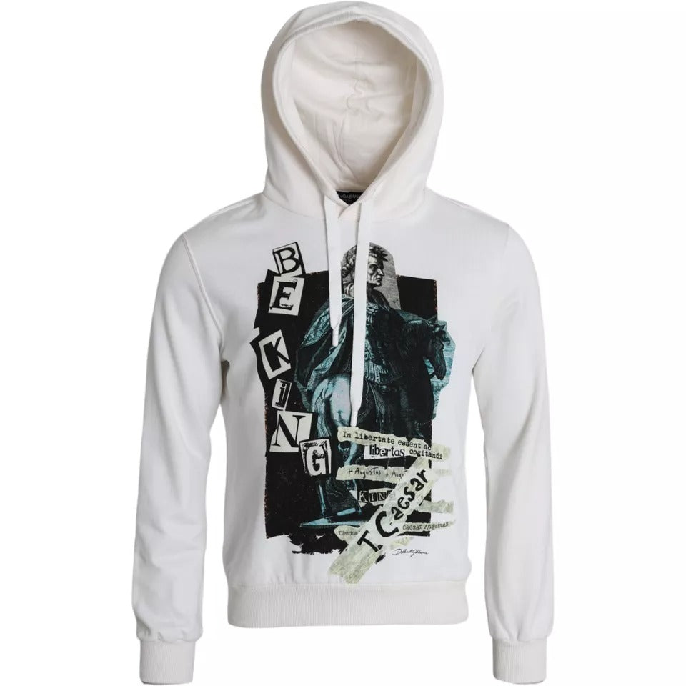 Dolce & Gabbana White Caesar Cotton Hooded Pullover Sweater | Regal Royce