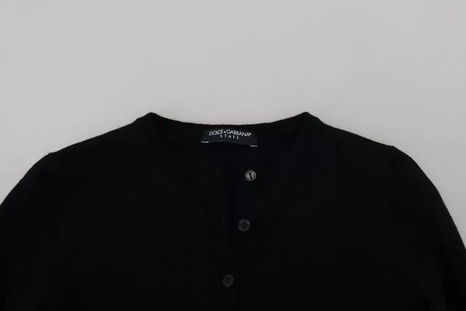 Dolce & Gabbana Black Button Down Slim Cardigan Wool Sweater | Regal Royce