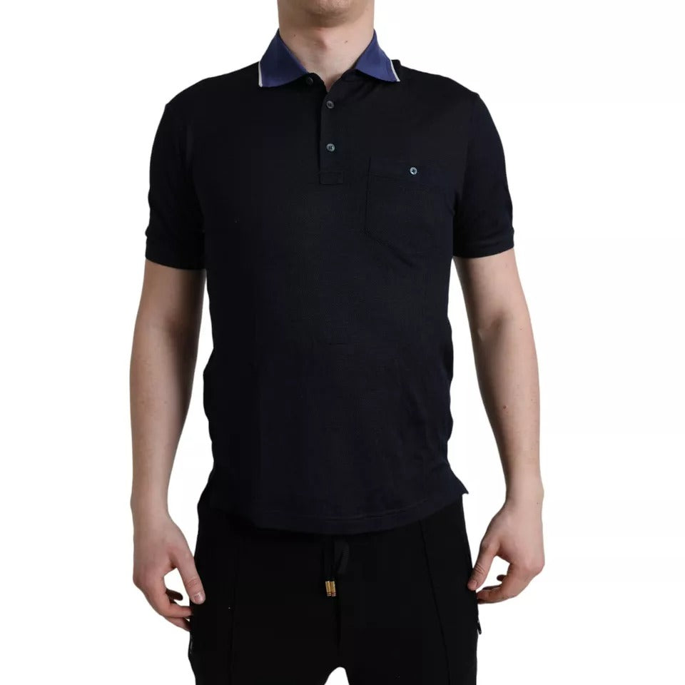 Dolce & Gabbana Navy Blue Collared Short Sleeve Polo T-shirt | Regal Royce