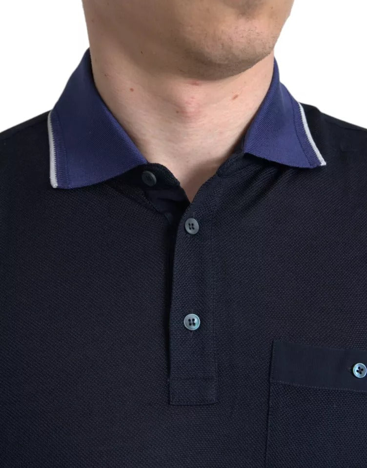 Dolce & Gabbana Navy Blue Collared Short Sleeve Polo T-shirt | Regal Royce