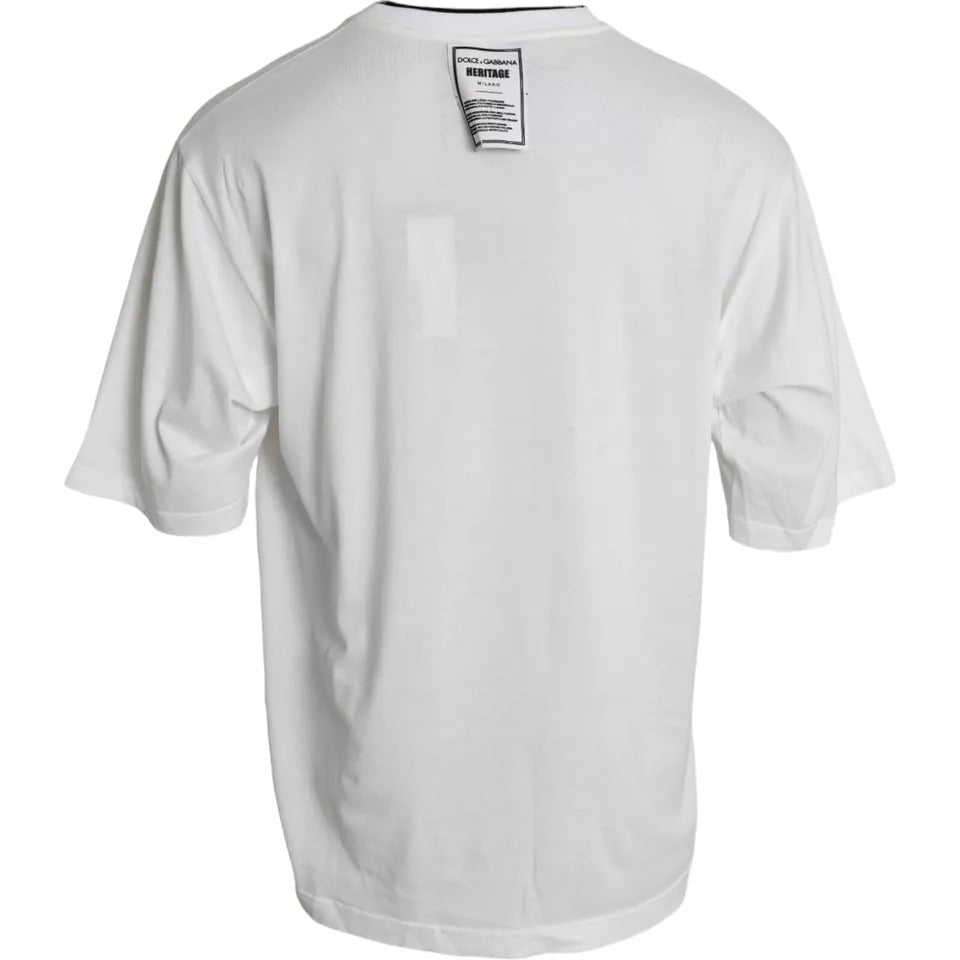 Dolce & Gabbana White Lion Crown Logo Cotton Crewneck T-shirt | Regal Royce