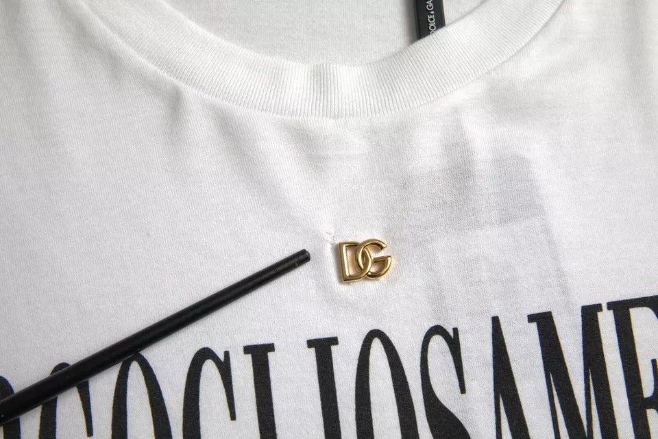 Dolce & Gabbana White Logo Cotton Round Neck Short Sleeves T-shirt | Regal Royce