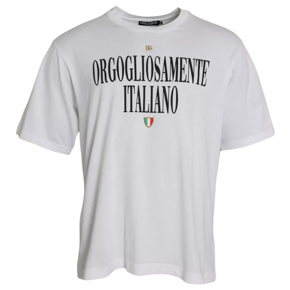 Dolce & Gabbana White Logo Cotton Round Neck Short Sleeves T-shirt | Regal Royce