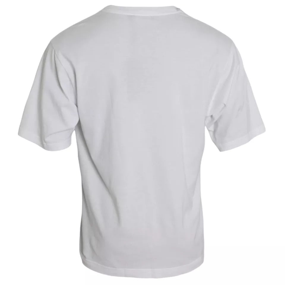 Dolce & Gabbana White Logo Cotton Round Neck Short Sleeves T-shirt | Regal Royce
