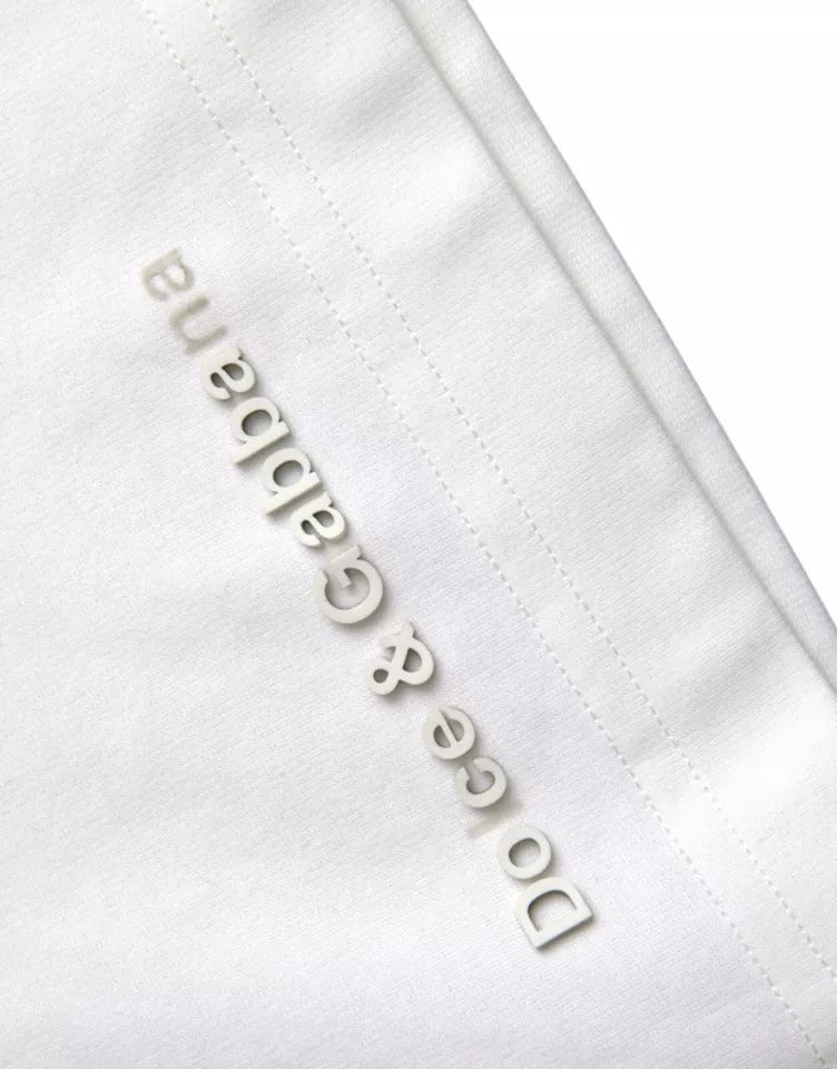 Dolce & Gabbana White Logo Embossed Cotton Crewneck T-shirt | Regal Royce