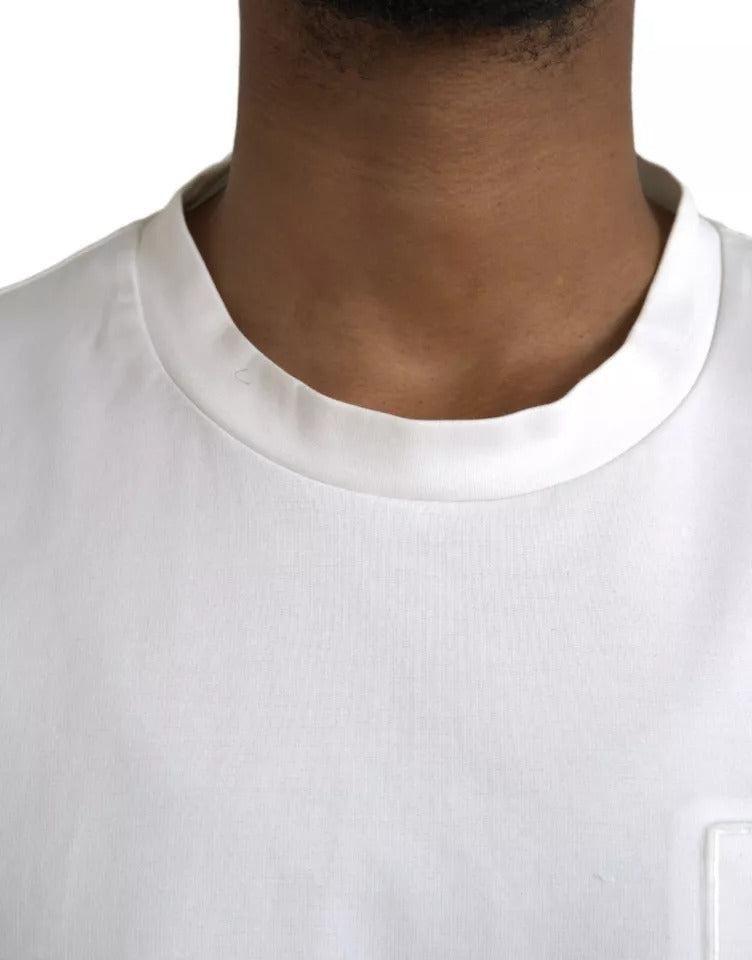 Dolce & Gabbana White Logo Embossed Cotton Crewneck T-shirt | Regal Royce