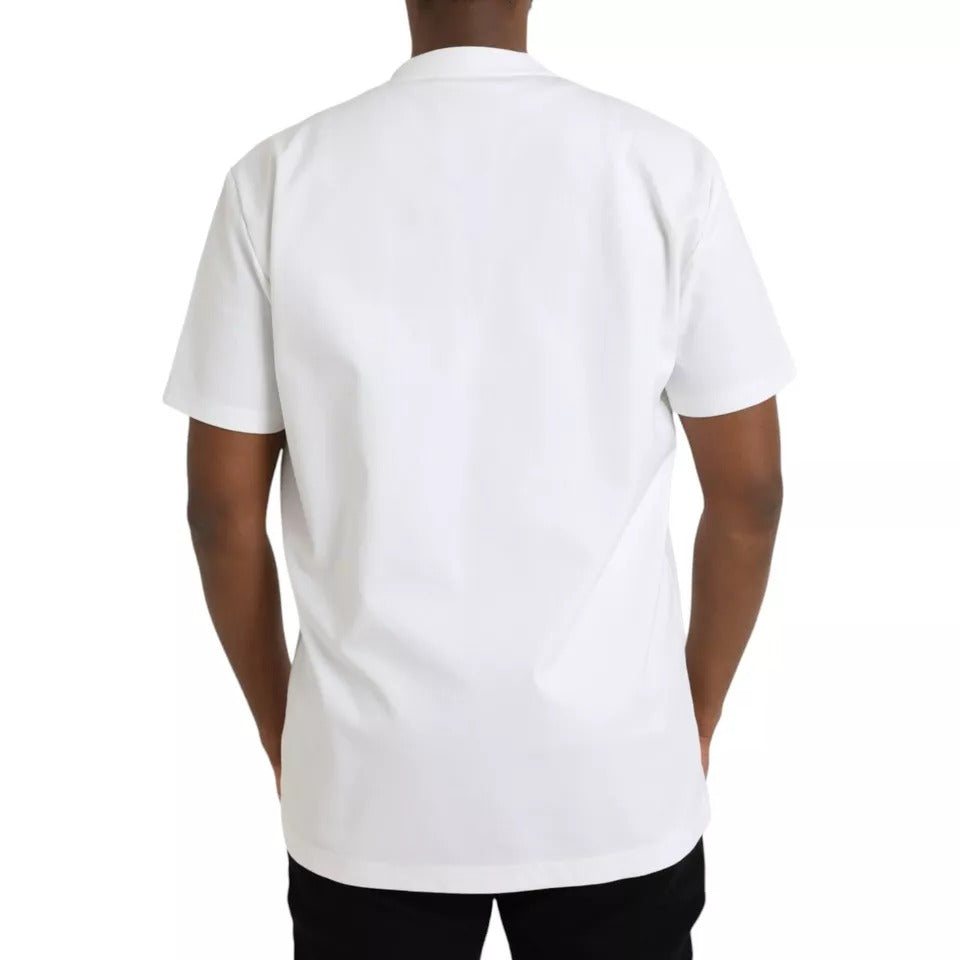 Dolce & Gabbana White Logo Embossed Cotton Crewneck T-shirt | Regal Royce