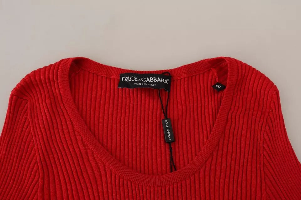 Dolce & Gabbana Red Silk T-shirt Short Sleeve Top Blouse | Regal Royce