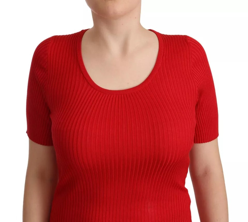 Dolce & Gabbana Red Silk T-shirt Short Sleeve Top Blouse | Regal Royce