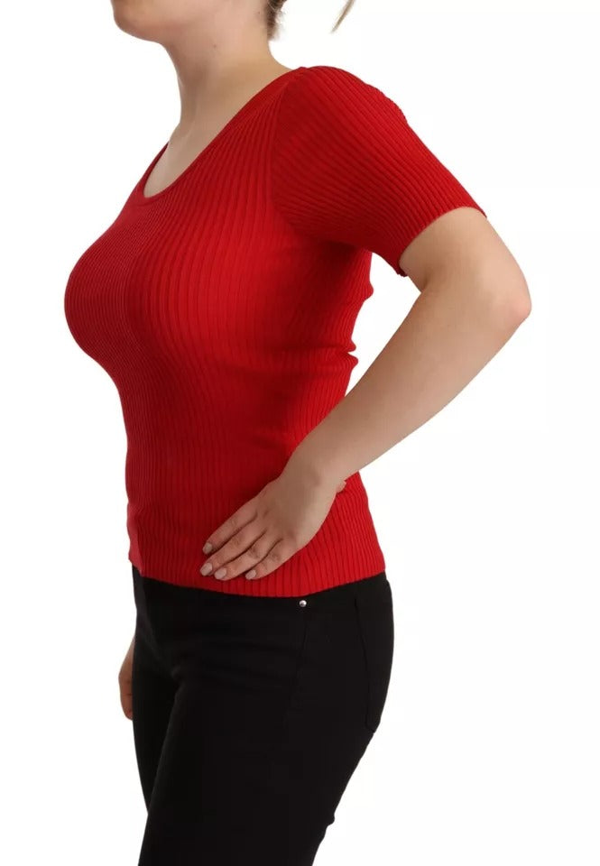 Dolce & Gabbana Red Silk T-shirt Short Sleeve Top Blouse | Regal Royce