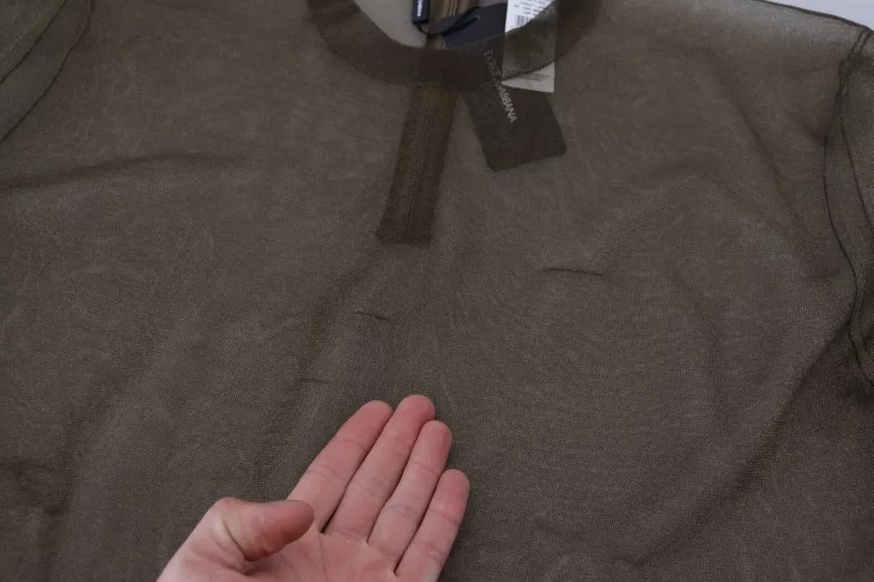 Dolce & Gabbana Black Transparent Crewneck Long Sleeves Top | Regal Royce