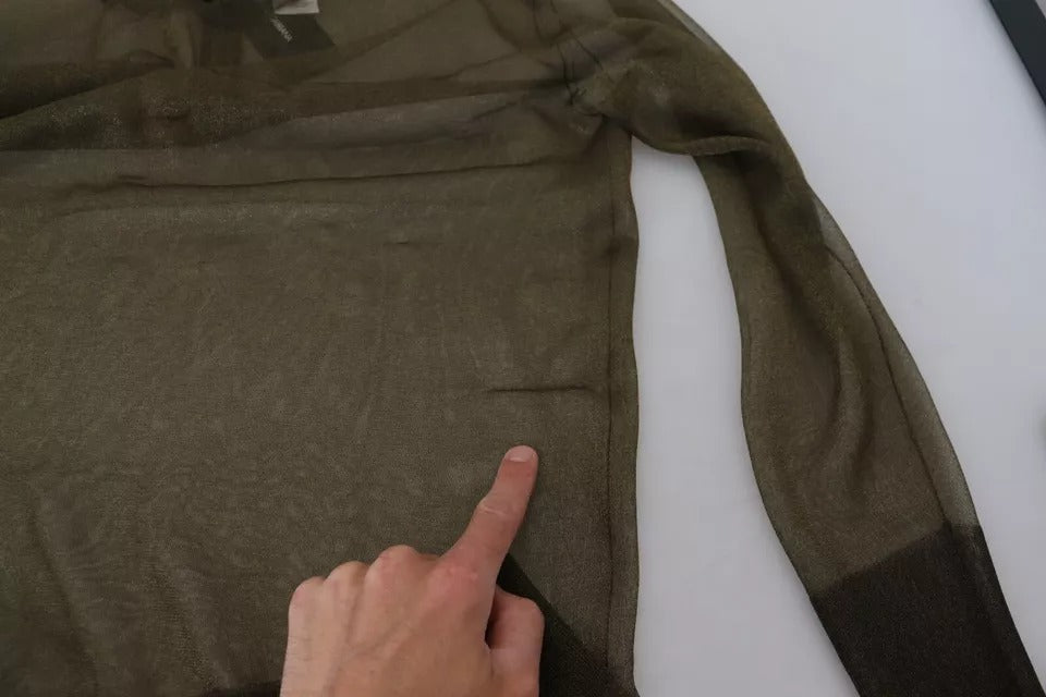 Dolce & Gabbana Black Transparent Crewneck Long Sleeves Top | Regal Royce