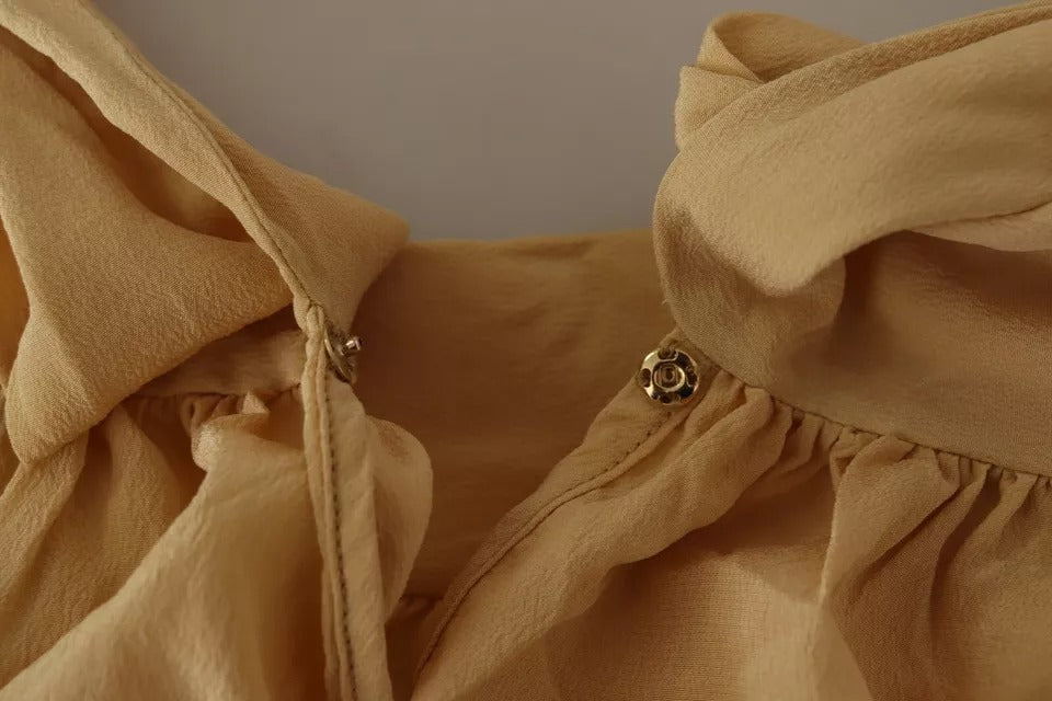 Dolce & Gabbana Mustard Ascot Collar Shirt Silk Blouse Top | Regal Royce