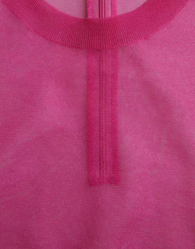 Dolce & Gabbana Pink Transparent Crewneck Long Sleeves Top | Regal Royce