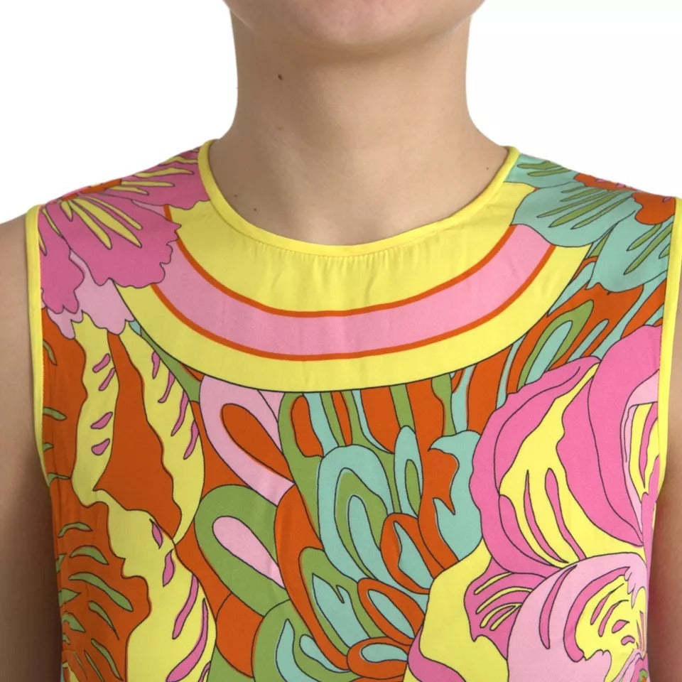 Dolce & Gabbana Multicolor Floral Silk Sleeveless Tank Top | Regal Royce