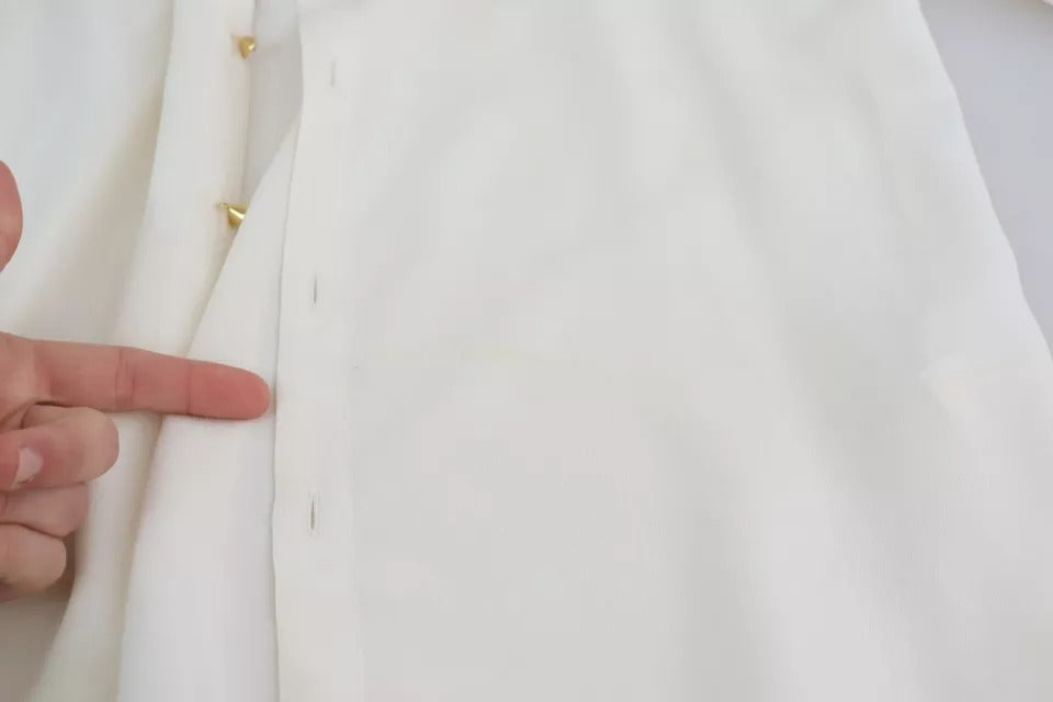 Dolce & Gabbana White Blouse Ascot Collar Shirt Silk Top | Regal Royce