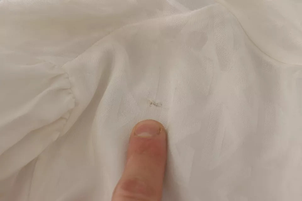 Dolce & Gabbana White Patterned Silk Ascot Collar Blouse Top | Regal Royce