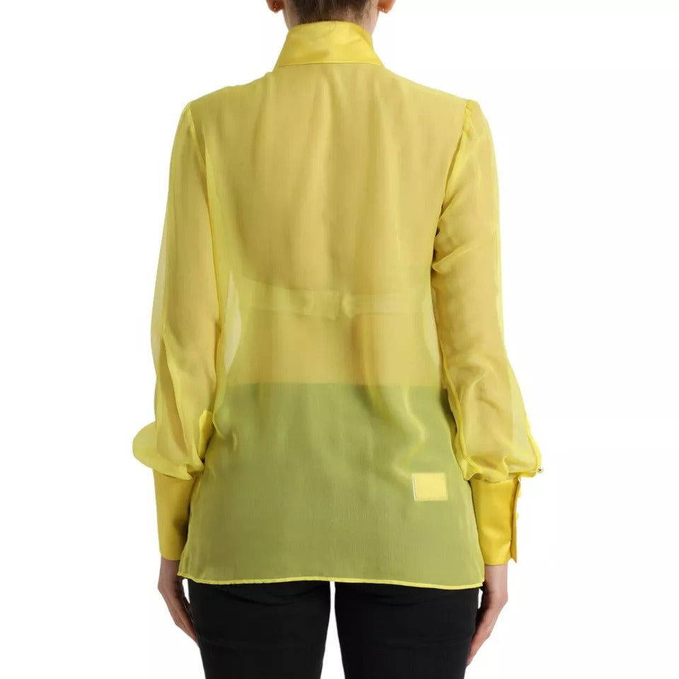 Dolce & Gabbana Yellow Long Sleeve Button Down Blouse Top | Regal Royce