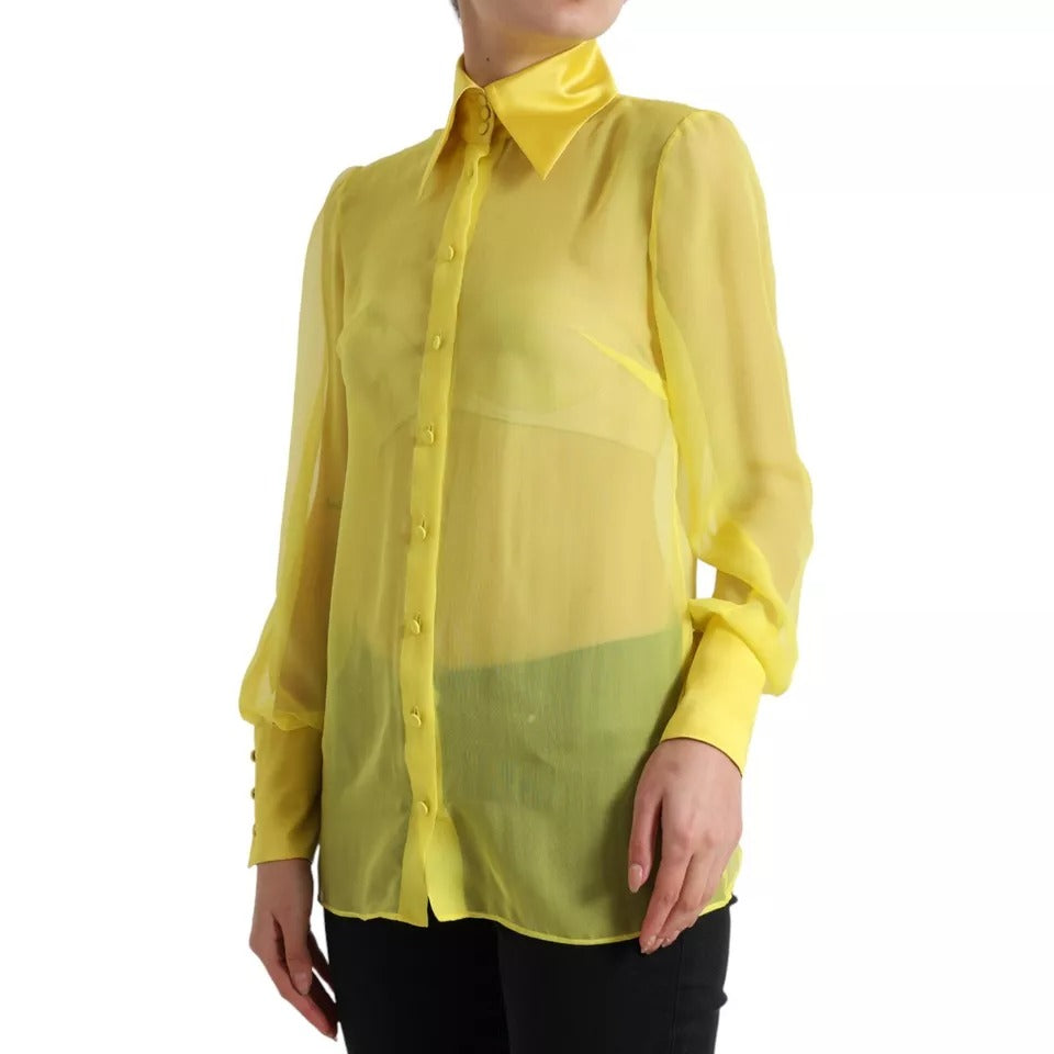 Dolce & Gabbana Yellow Long Sleeve Button Down Blouse Top | Regal Royce