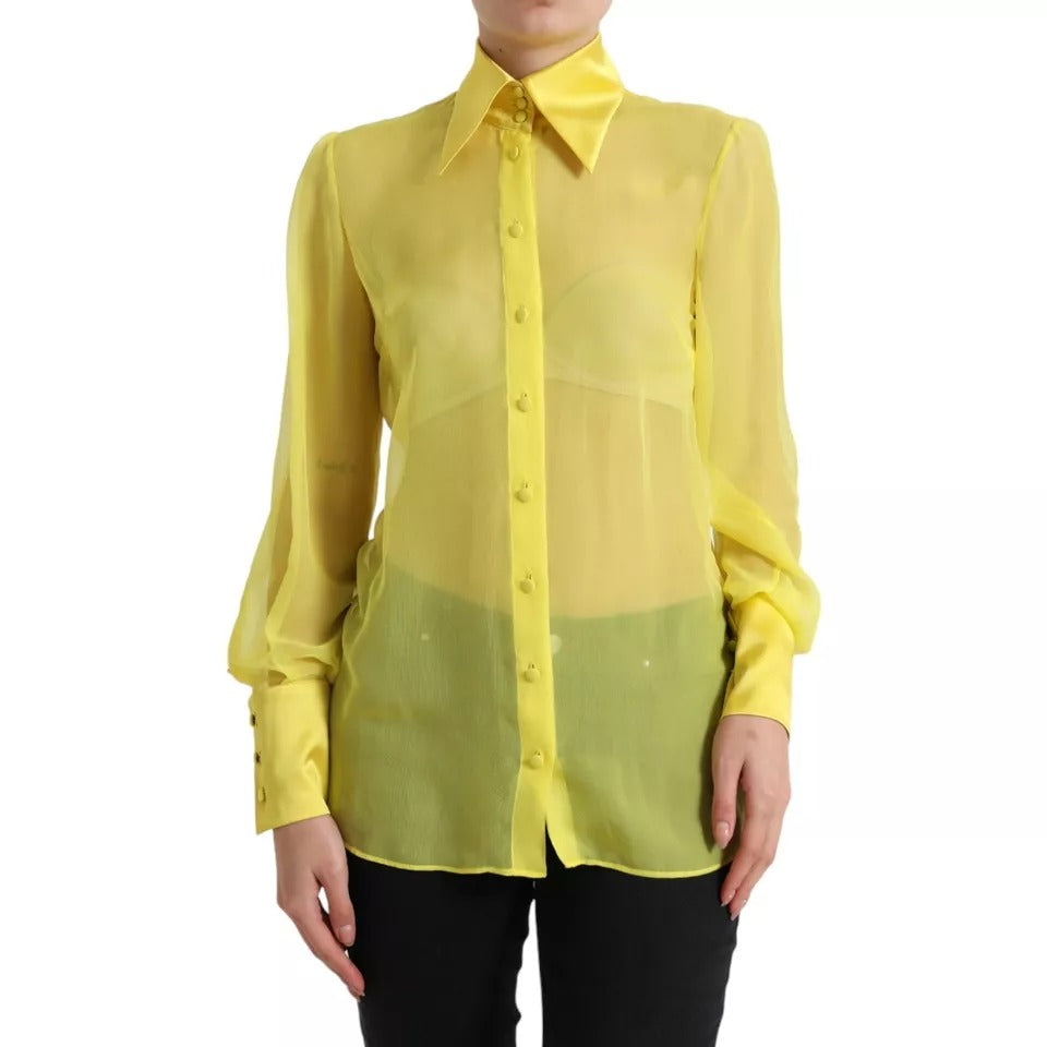 Dolce & Gabbana Yellow Long Sleeve Button Down Blouse Top | Regal Royce