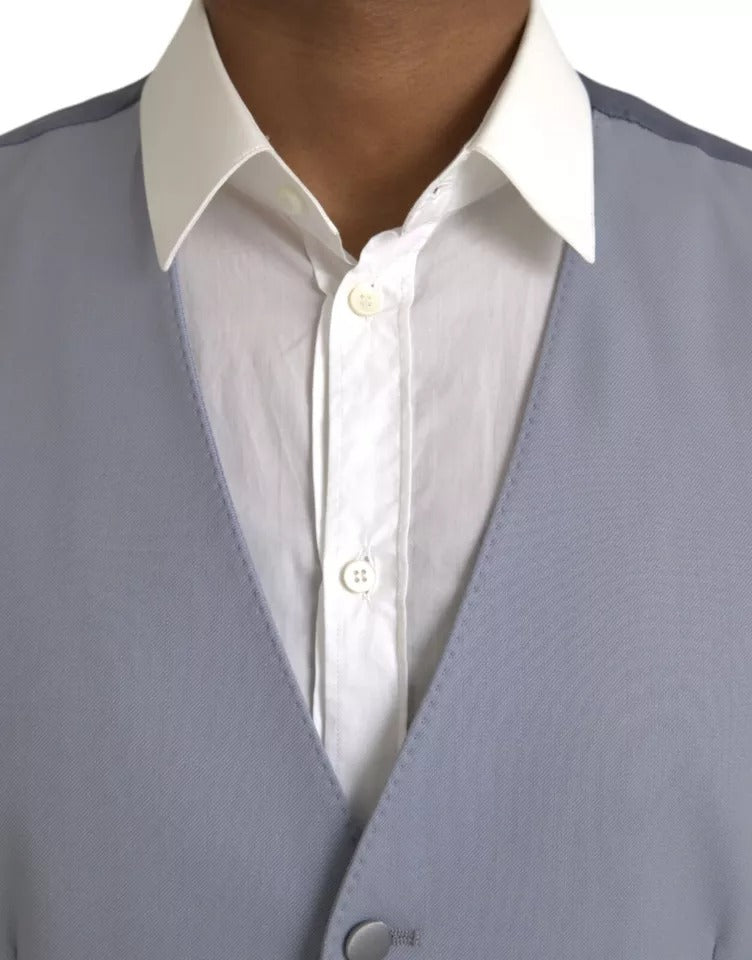 Dolce & Gabbana Light Blue Wool Formal Dress Waistcoat Vest | Regal Royce