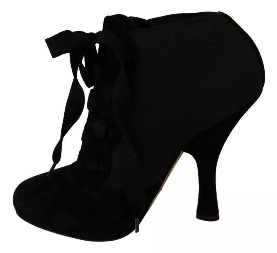 Dolce & Gabbana Black Suede Stretch Ankle Boots Booties Shoes | Regal Royce