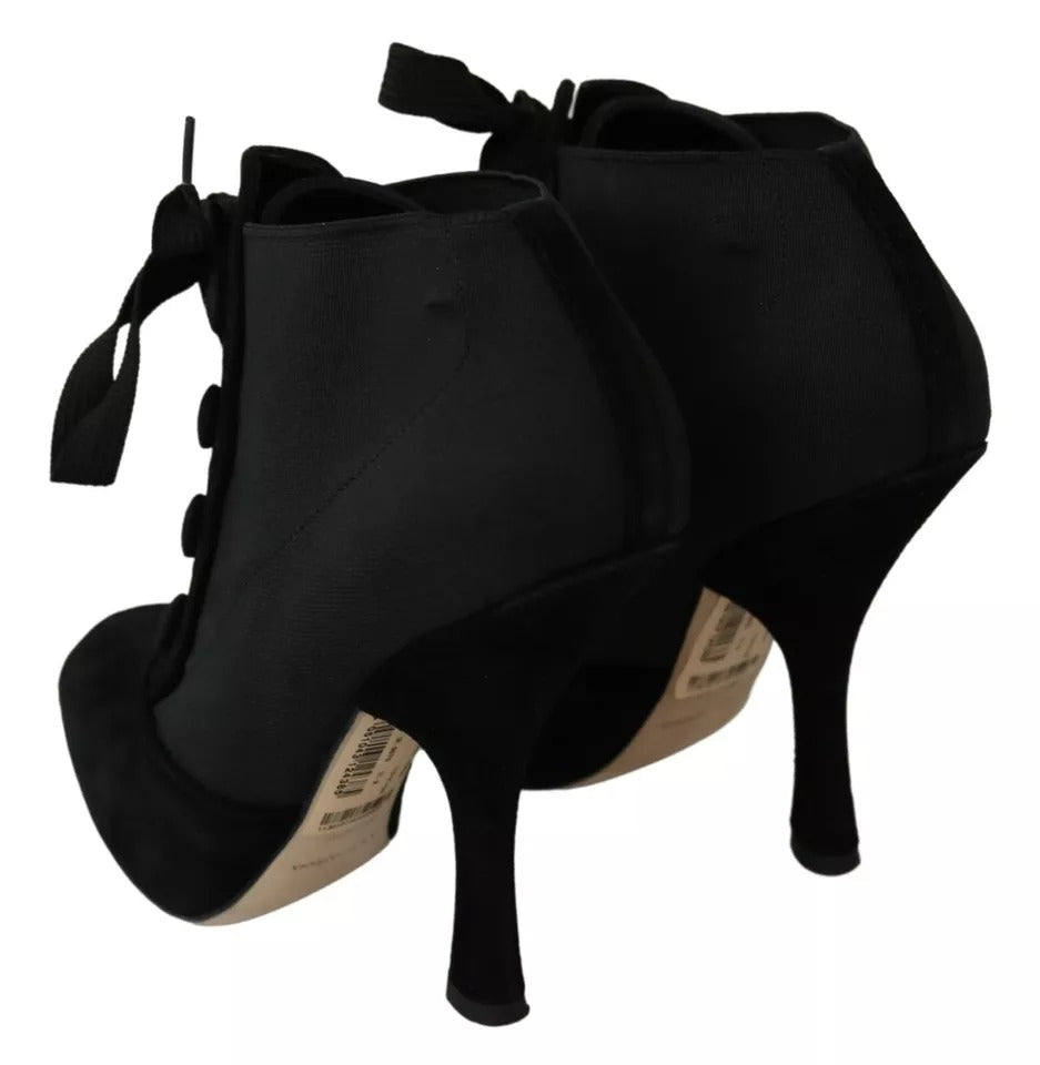 Dolce & Gabbana Black Suede Stretch Ankle Boots Booties Shoes | Regal Royce