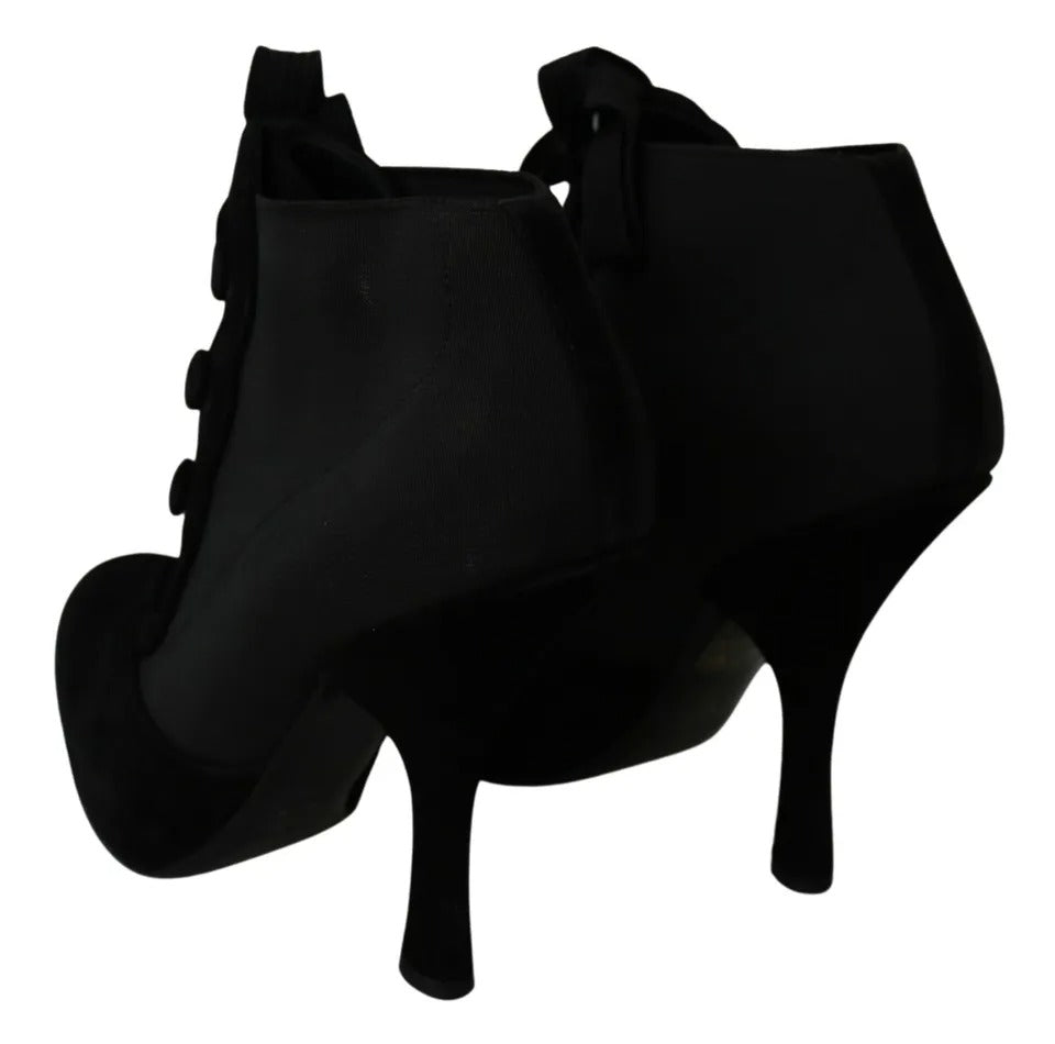 Dolce & Gabbana Black Suede Stretch Ankle Boots Booties Shoes | Regal Royce