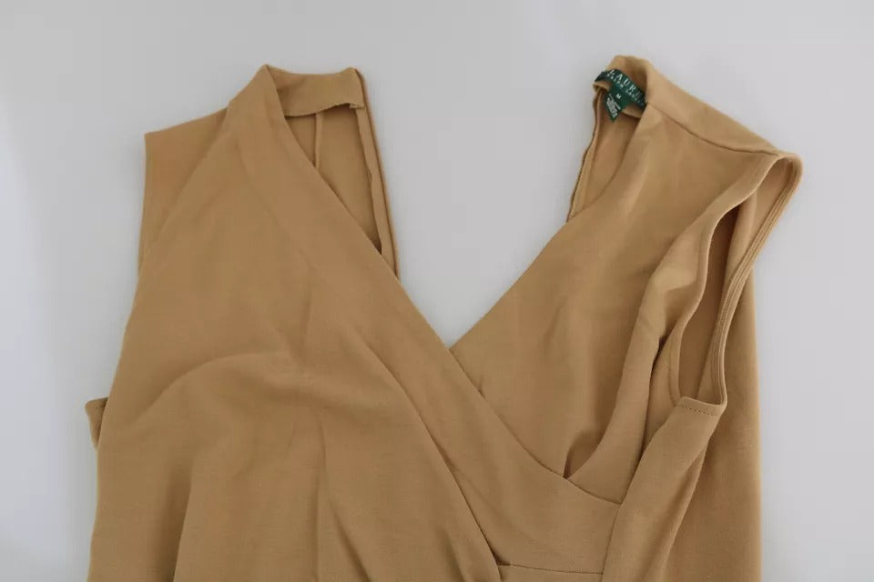 Ralph Lauren Brown V-neck Shift Knee Length Viscose Dress | Regal Royce