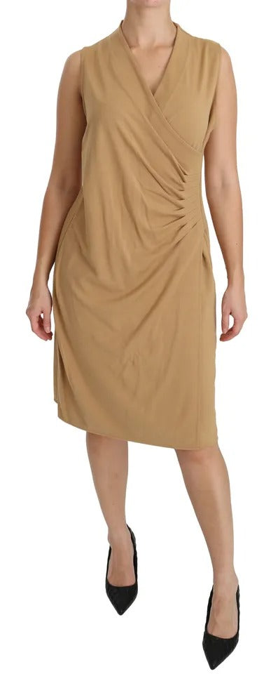 Ralph Lauren Brown V-neck Shift Knee Length Viscose Dress | Regal Royce