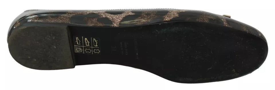 Dolce & Gabbana Brown Leopard Ballerina Flats Leather Shoes | Regal Royce