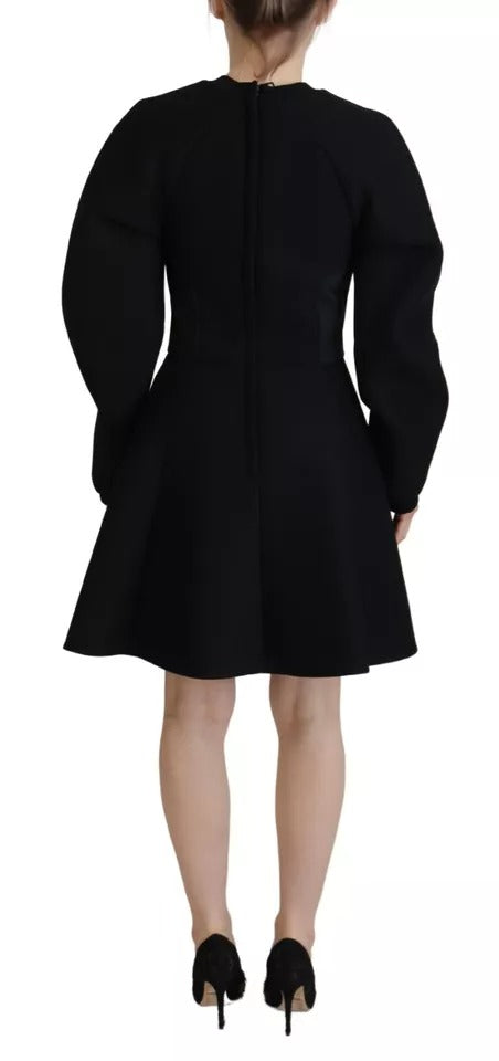 Dolce & Gabbana Black Long Sleeves A-line Mini Cotton Dress | Regal Royce
