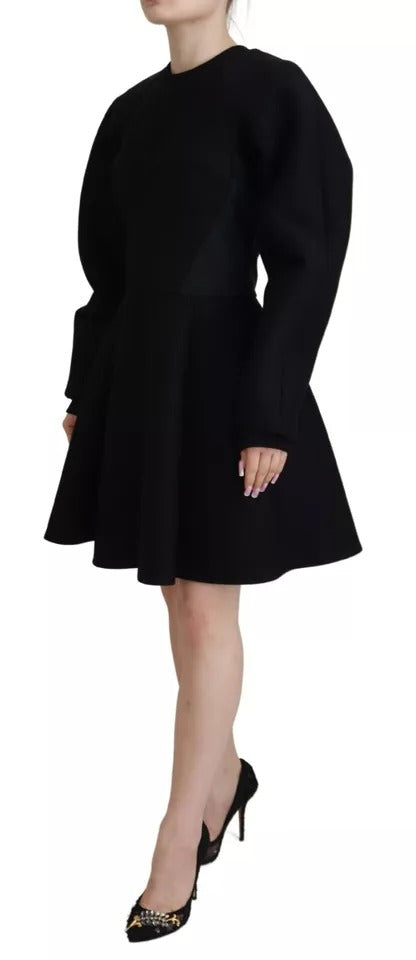 Dolce & Gabbana Black Long Sleeves A-line Mini Cotton Dress | Regal Royce