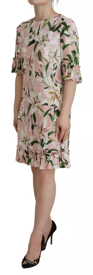 Dolce & Gabbana Pink Lily Viscose Sheath Knee Length Dress | Regal Royce