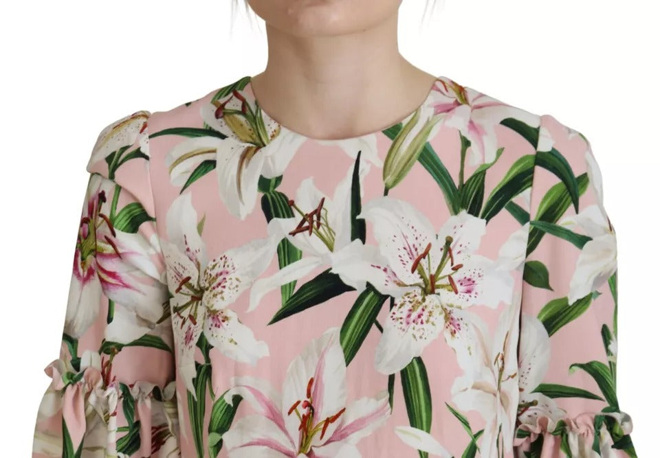 Dolce & Gabbana Pink Lily Viscose Sheath Knee Length Dress | Regal Royce