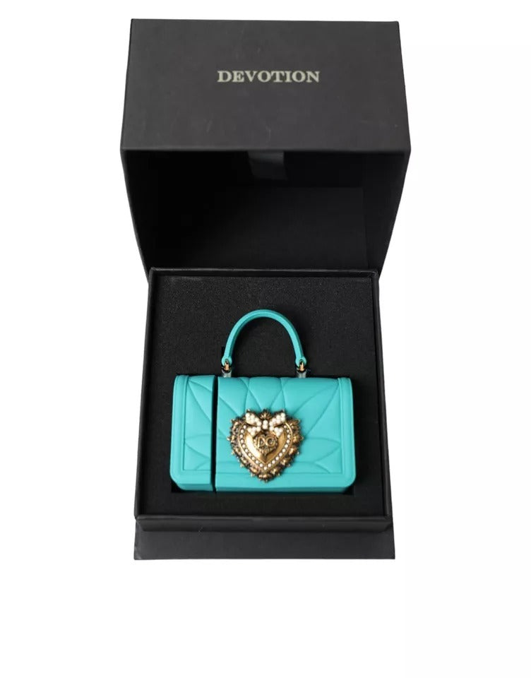 Dolce & Gabbana Turquoise Silicone Devotion Heart Bag Cover Hand Airpods Case | Regal Royce