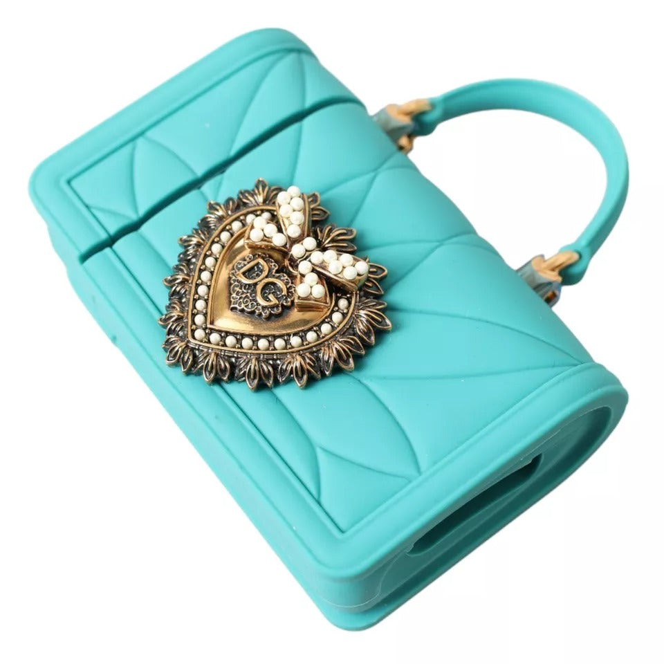 Dolce & Gabbana Turquoise Silicone Devotion Heart Bag Cover Hand Airpods Case | Regal Royce