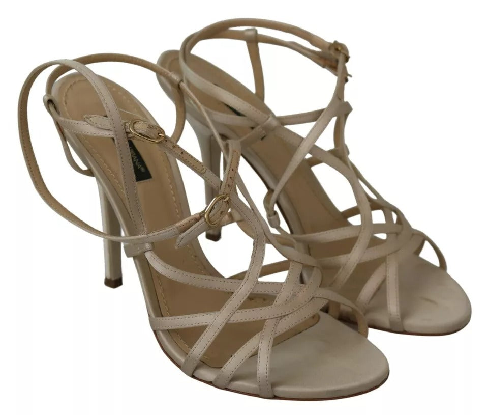 Dolce & Gabbana Gold Silk Ankle Strap Heels Sandals Shoes | Regal Royce