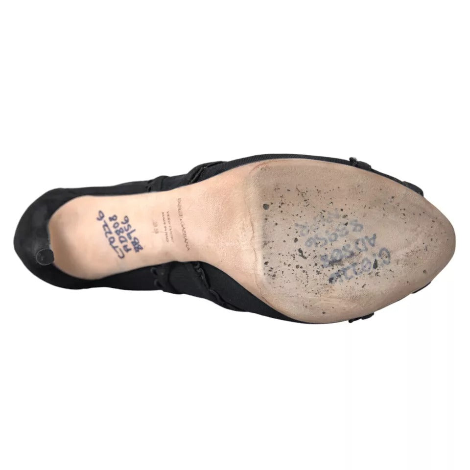 Dolce & Gabbana Black Tulle Stiletto Heels Short Boots Shoes | Regal Royce