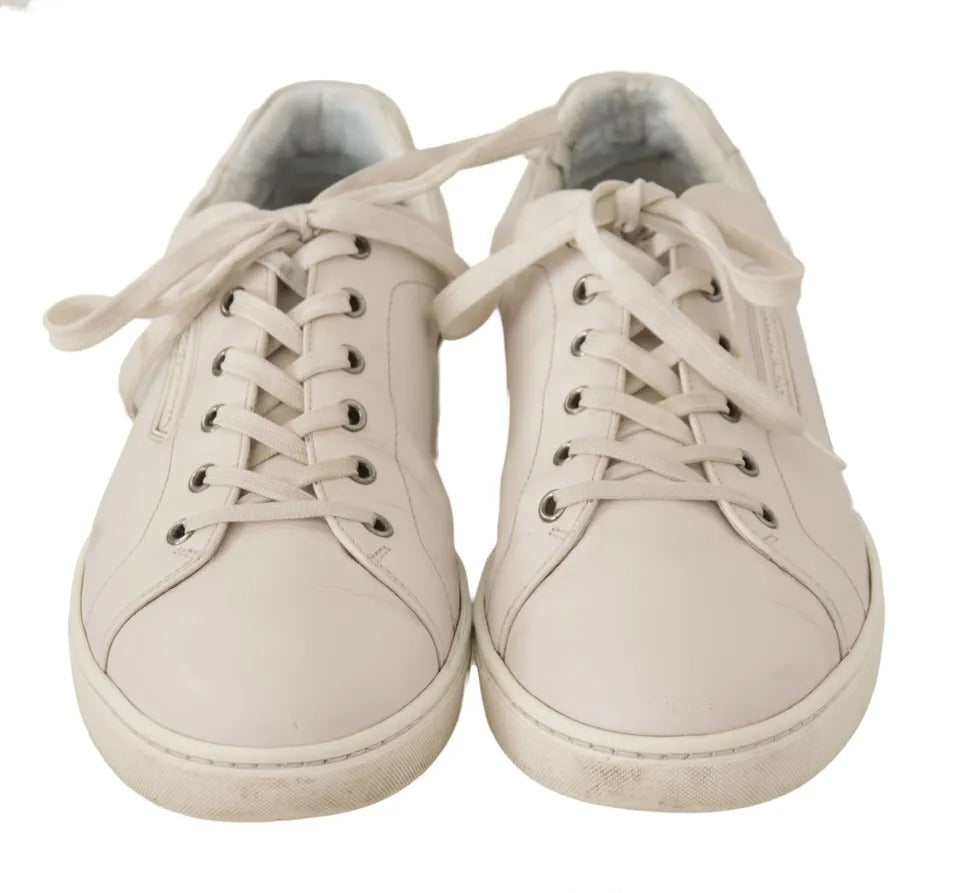 Dolce & Gabbana White Casual Leather Logo Men Sneakers Shoes | Regal Royce