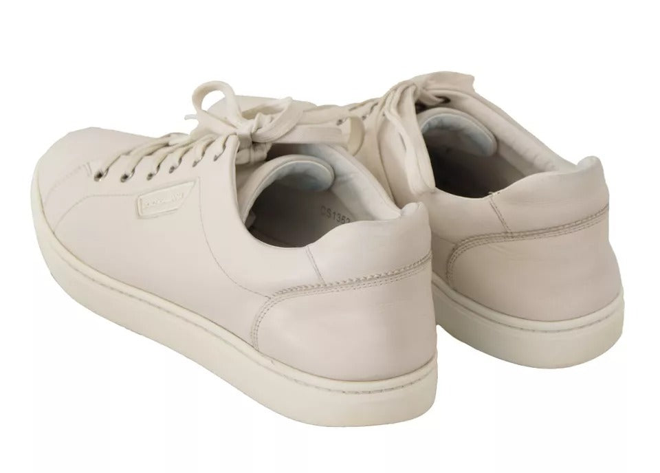 Dolce & Gabbana White Casual Leather Logo Men Sneakers Shoes | Regal Royce