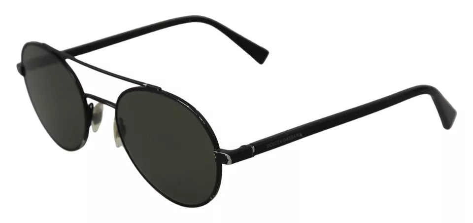 Dolce & Gabbana Matte Black Steel Frame Green Lens DG2245 Sunglasses | Regal Royce
