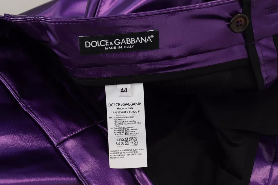Dolce & Gabbana Purple Shining Men Casual Pants | Regal Royce