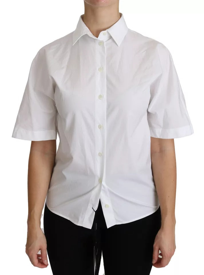 Dolce & Gabbana White Collared Short Sleeve Polo Shirt Top | Regal Royce