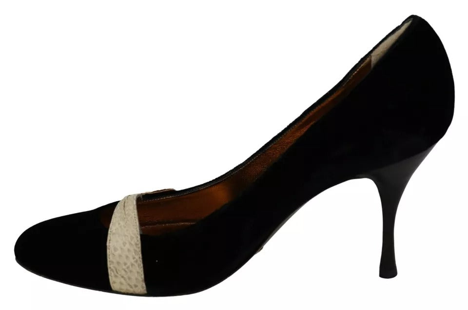 Dolce & Gabbana Black Velvet Ayers High Heels Pumps Shoes | Regal Royce