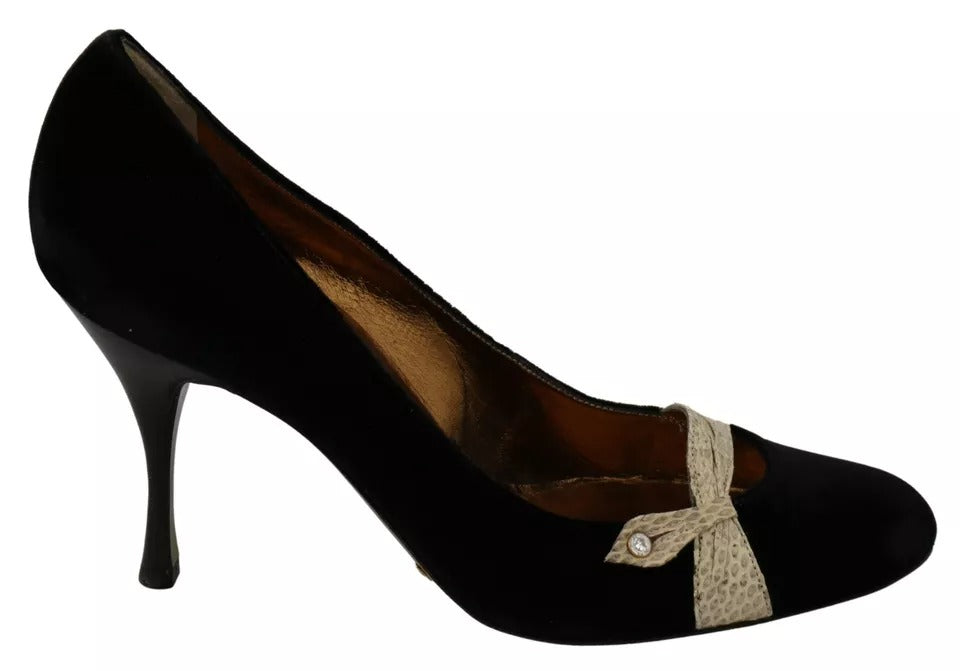 Dolce & Gabbana Black Velvet Ayers High Heels Pumps Shoes | Regal Royce