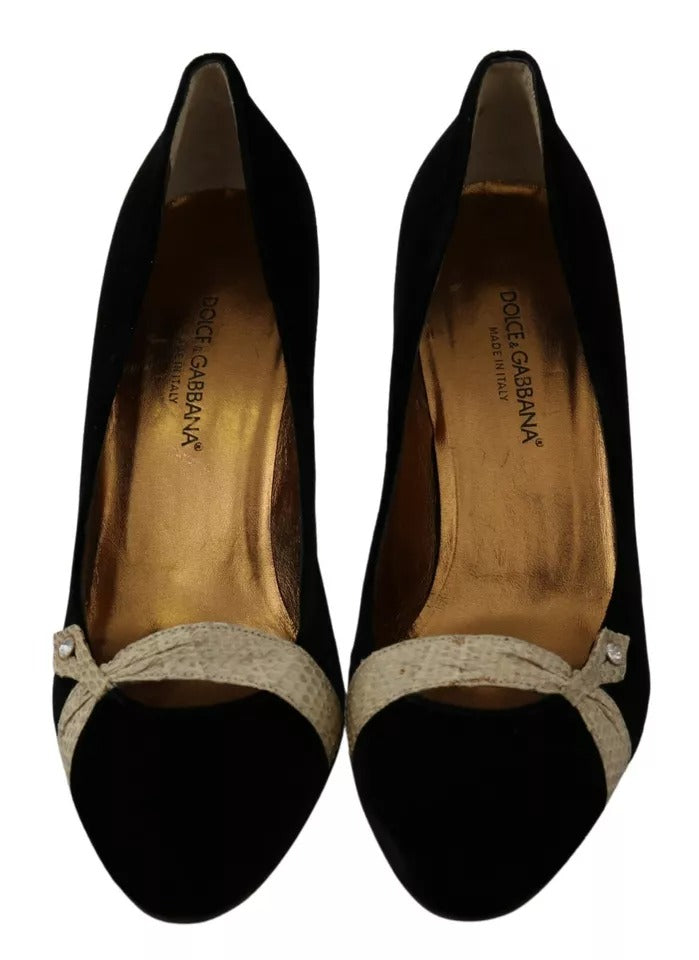 Dolce & Gabbana Black Velvet Ayers High Heels Pumps Shoes | Regal Royce