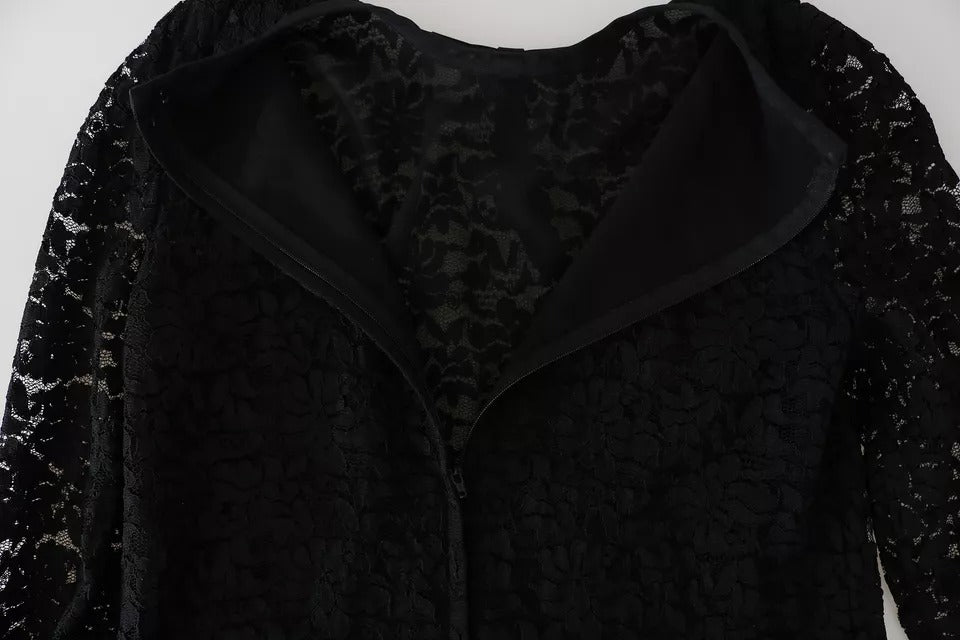 Dolce & Gabbana Black Lace Long Sleeve Blouse Nylon Top | Regal Royce